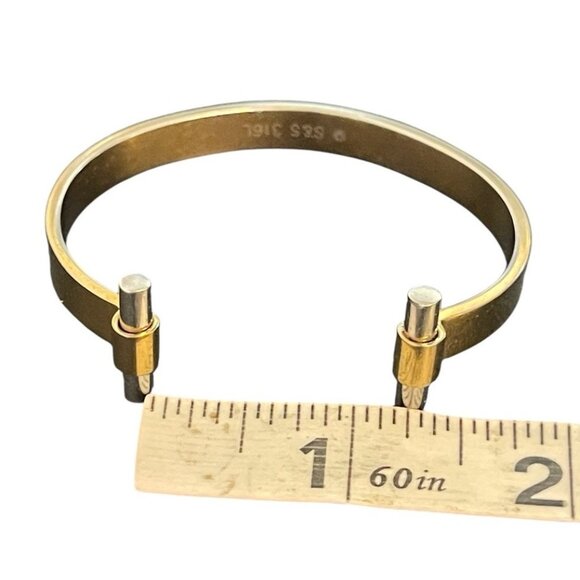 Gold Tone S&S 316L Stainless Steel Industrial Core Modernist Cuff Bracelet - Picture 5 of 8